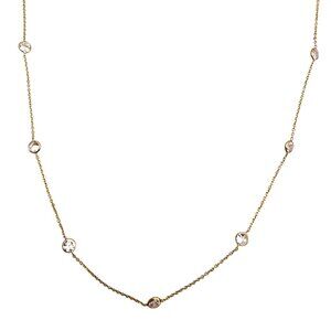 14K Yellow Gold CZ Station Necklace 30.5" #22700
